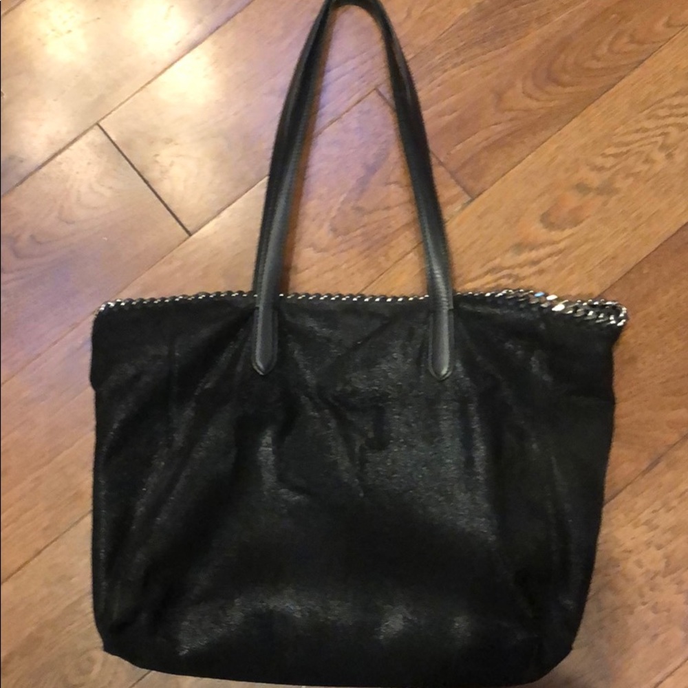 Stella McCartney Black Falabella Large Tote with Silver Chain Trim - Picture 5 of 8